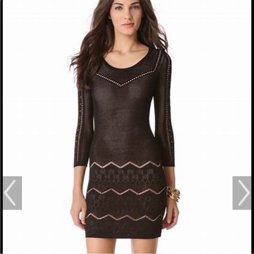 Catherine Malandrino Celine Black
Intricate knit Crochet pointelle dress
